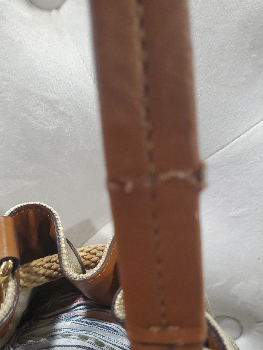 Michael Kors Tan Canvas Drawstring Shoulder Bag with Brown Leather Trim - Picture 8 of 17
